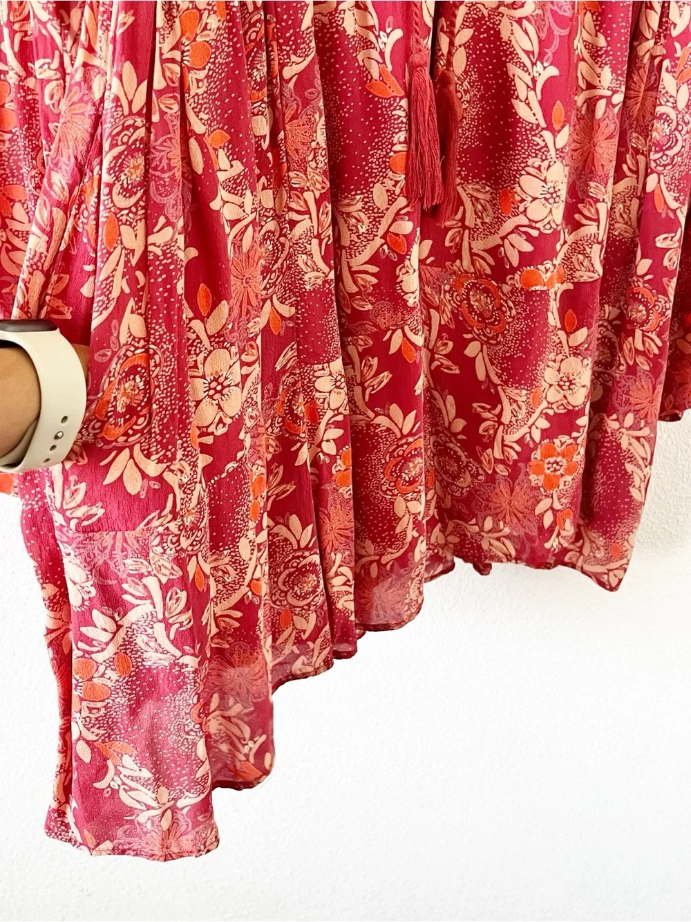 Free People Stealing Fire Boho V-Neck Tunic Long Sleeve Mini Dress